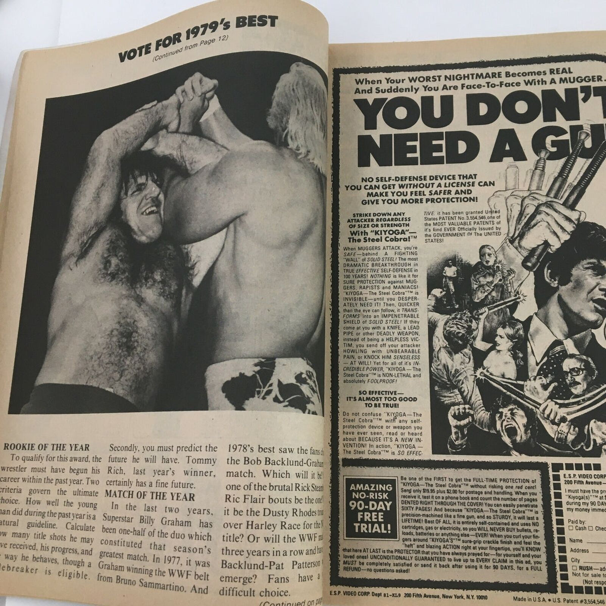 Inside page of Sports Wrestling Magazine February 1980 highlighting Vote for 1979's Best wrestlers, featuring images and articles.