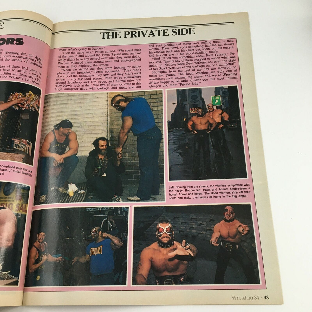 Wrestling Magazine 1984 Ric Flair Michael Hayes Ric Steamboat highlighting the private side of wrestling personalities with photographs of wrestlers.