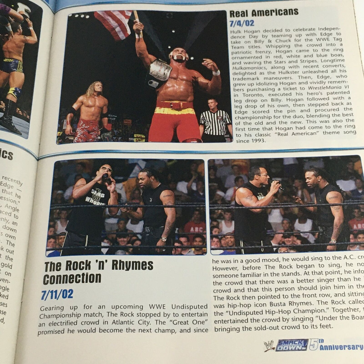 WWE Smack Down Magazine November 2004 highlighting The Rock performing live in Atlantic City. Features The Rock's electrifying connection with fans during a championship buildup.