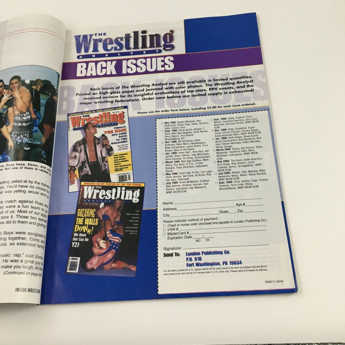 Inside Wrestling Magazine June 2002 Triple H Comeback Issue back cover featuring advertisements and subscription information.