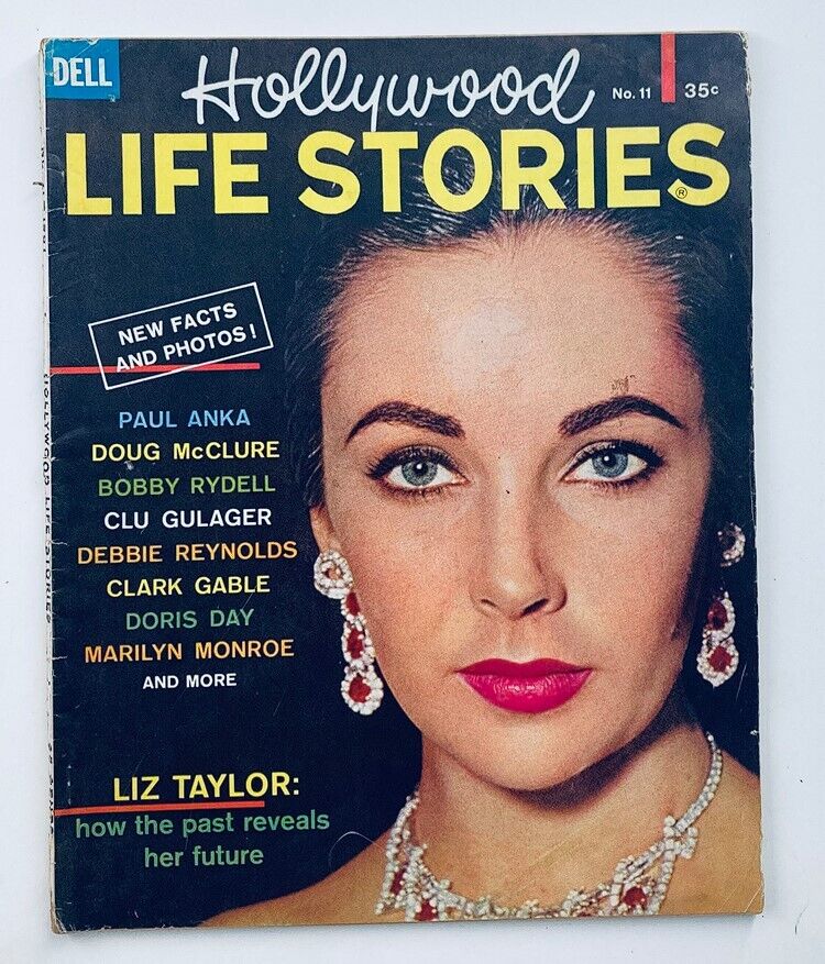 VTG Hollywood Life Stories Magazine 1961 No. 1 featuring Elizabeth Taylor on the cover, showcasing her captivating beauty and glamour.