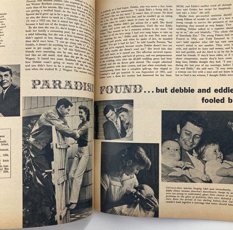 Another interior page of VTG Hollywood Life Stories Magazine 1961 featuring stories about Debbie Reynolds and her experiences in Hollywood.