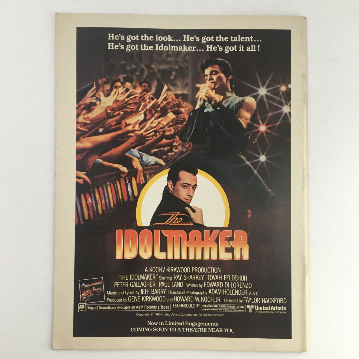Advertisement for 'The Idolmaker' from Circus Magazine December 31 1980, highlighting a classic rock movie featuring performances.