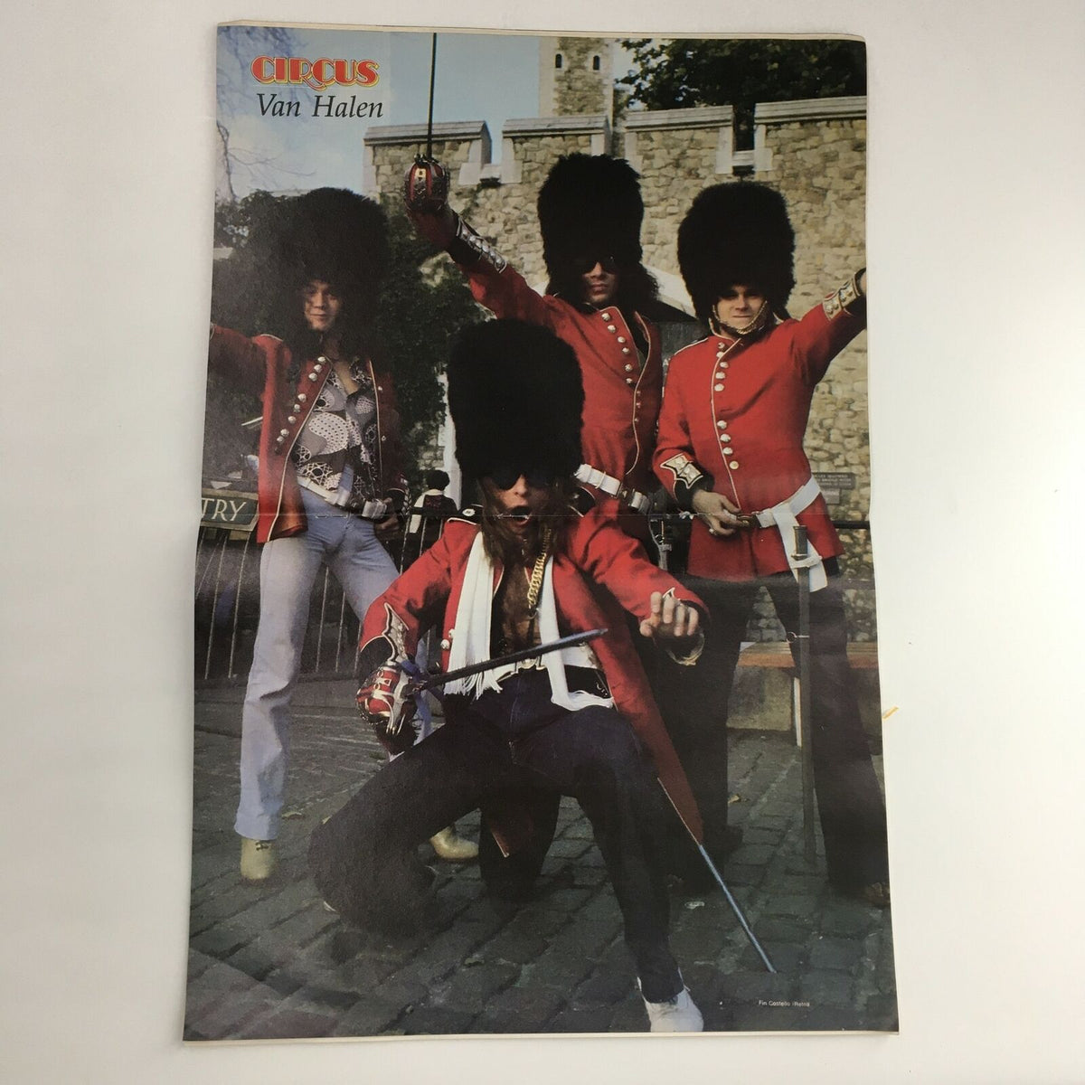 Circus Magazine May 27 1980 Van Halen Poster featuring the band members dressed in theatrical attire, with historical architecture in the background.