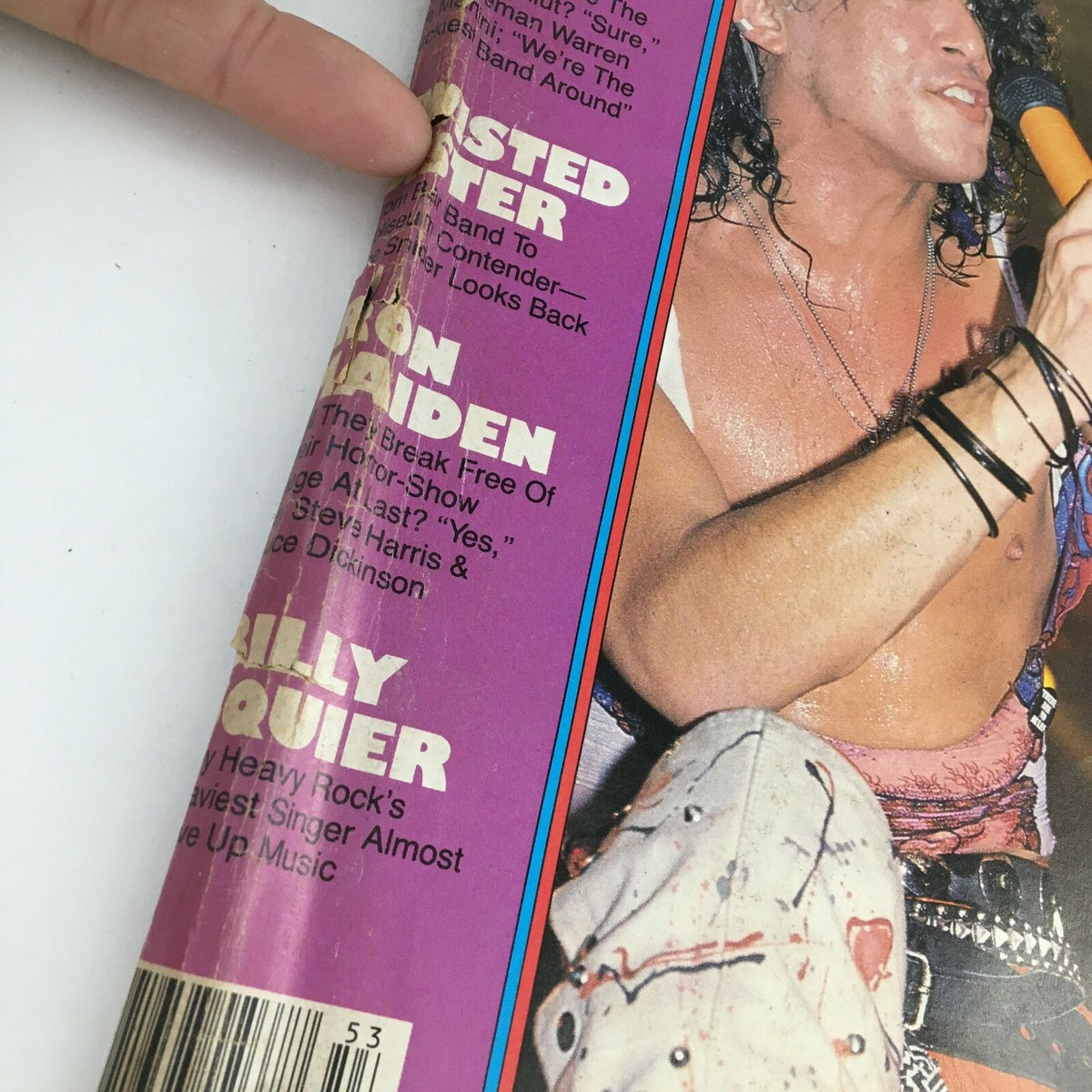 Close-up of Circus Magazine December 31 1984 showcasing text about Twisted Sister and Iron Maiden, emphasizing its collectible features.