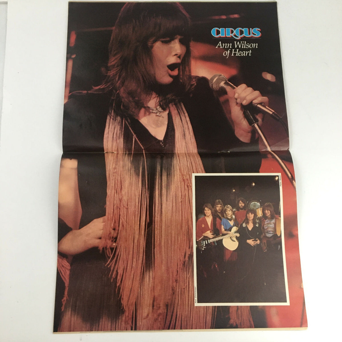 Circus Magazine July 21 1977 poster of Ann Wilson of Heart, showcasing the singer with a microphone and a stunning performance outfit.