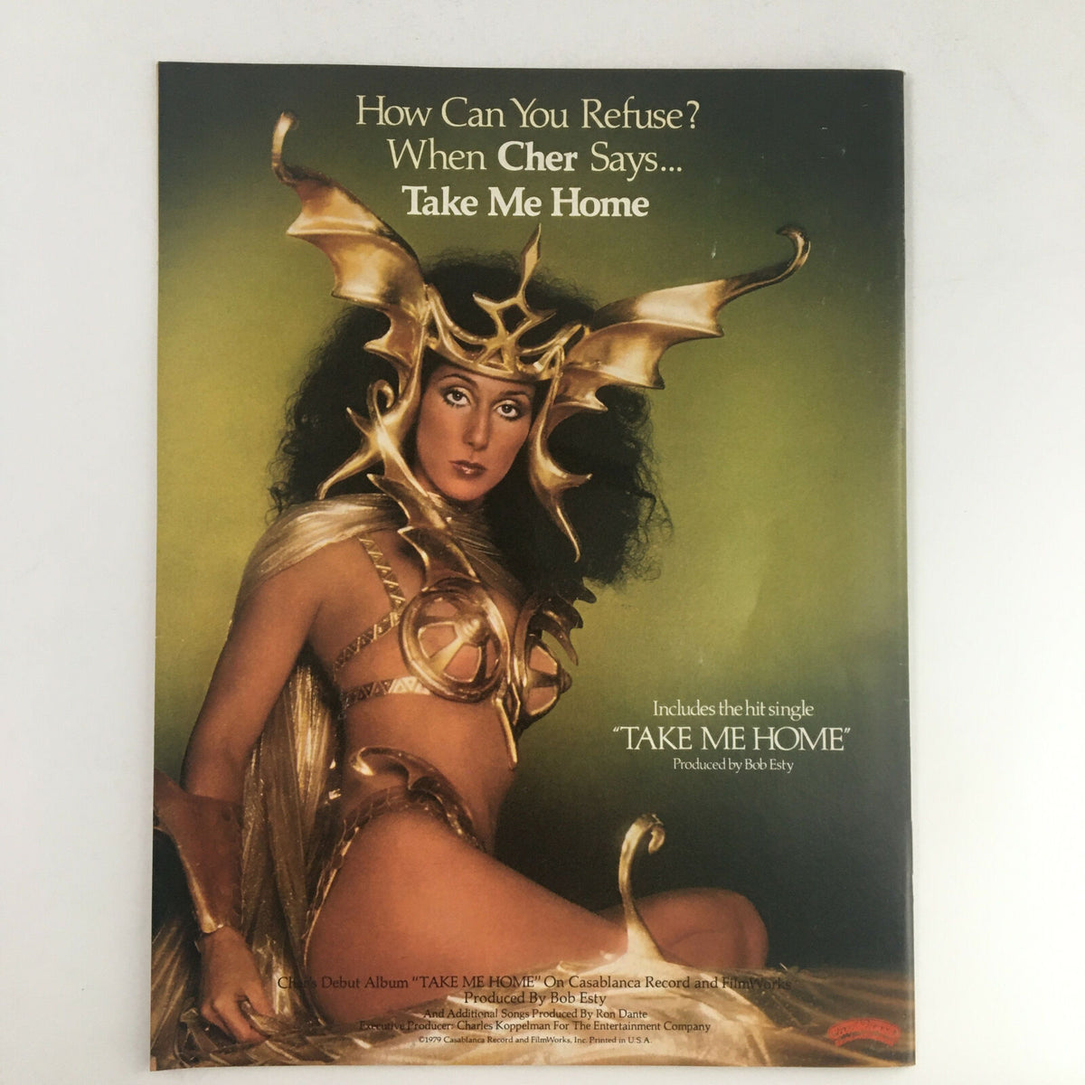 Circus Magazine March 13 1979 back cover promoting Cher's album 'Take Me Home', emphasizing the glam pop aesthetics of the era.