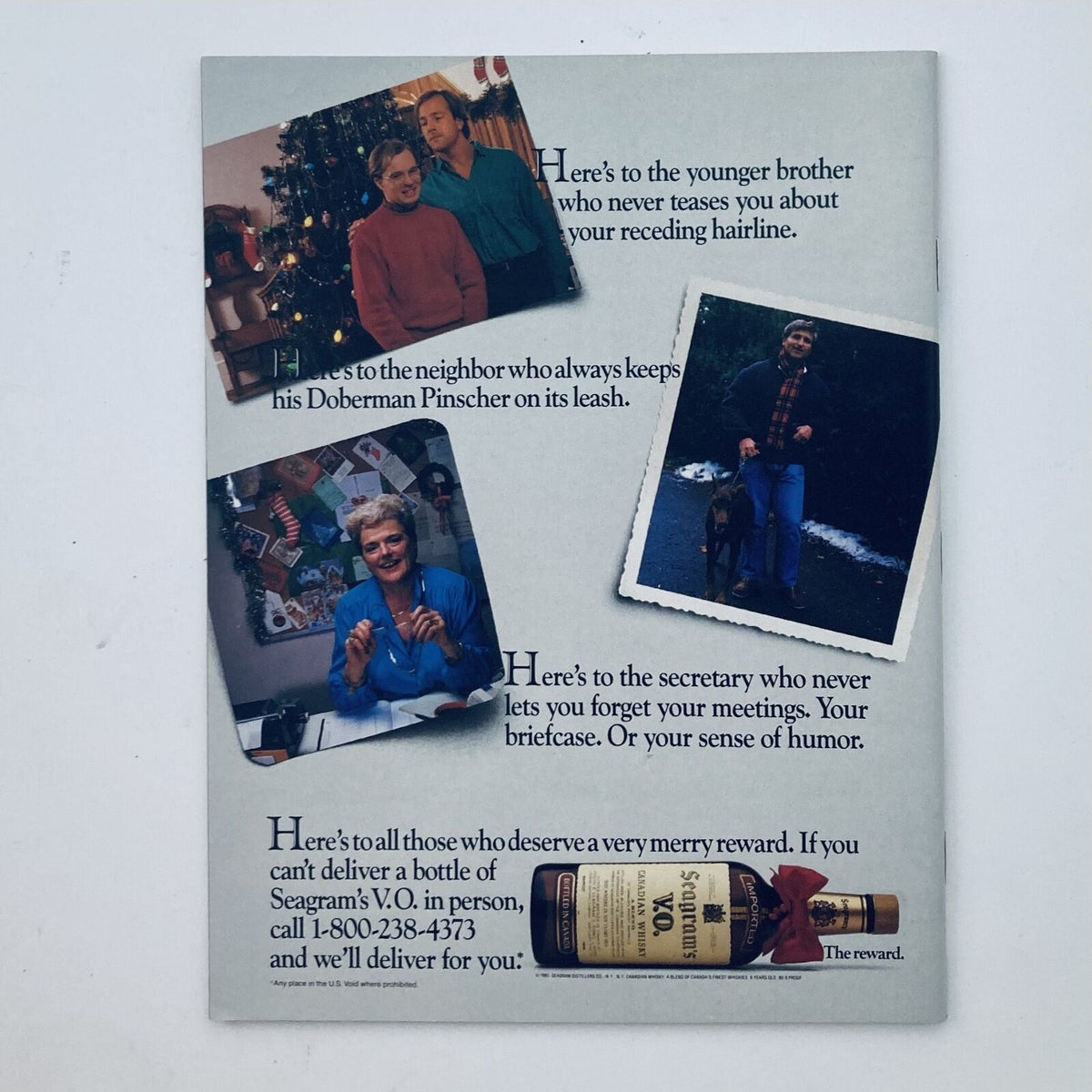 Back cover of VTG Picture Week Magazine December 9 1985 displaying humorous holiday-themed advertisements with various characters celebrating the season, encapsulating the charm of 1980s pop culture.