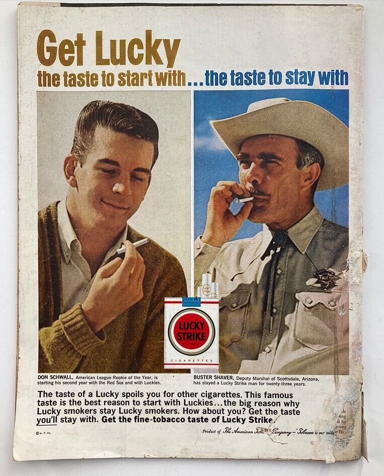 Advertisement from the VTG Life Magazine June 22 1962 for Lucky Strike cigarettes, depicting historical graphics and text, indicative of mid-20th century marketing.