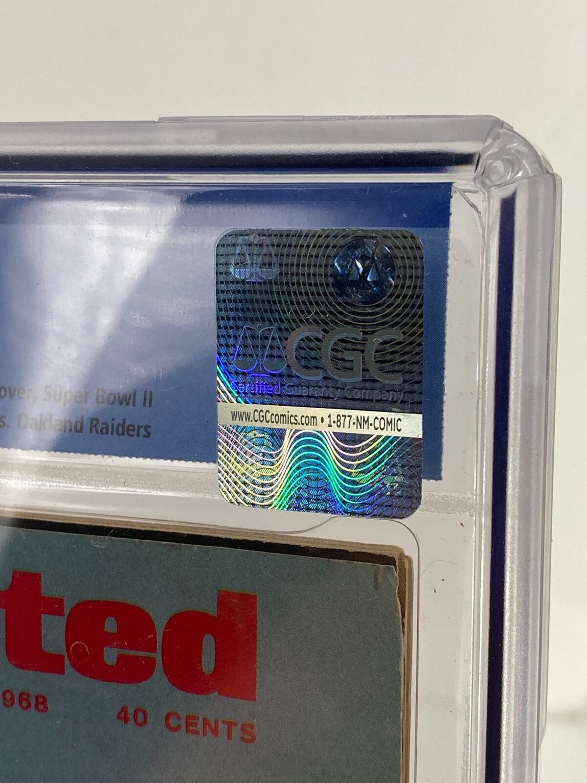 CGC holographic certification label of VTG Sports Illustrated Magazine January 22, 1968 Lombardi of Green Bay, ensuring authenticity.