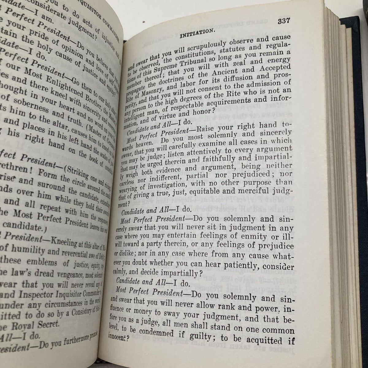 Text regarding initiation proceedings with questions for candidates from 'Scotch Rite Masonry Illustrated 1979: The Complete Ritual Jonathan Blanchard'.