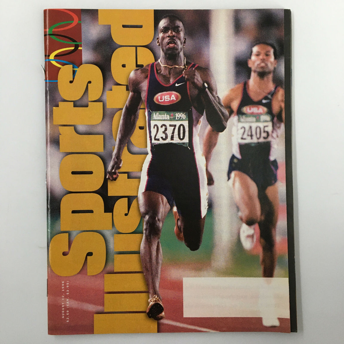 Sports Illustrated Magazine August 12 1996 featuring Olympic champion Michael Johnson on the cover, highlighted by his dynamic running pose during the Atlanta 1996 Olympics.