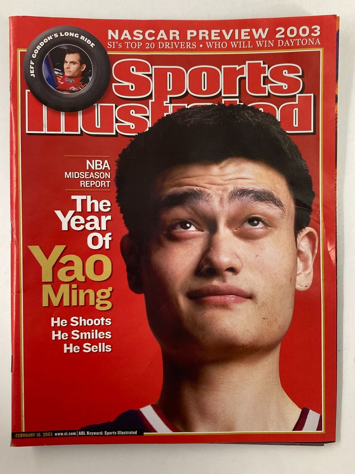 Sports Illustrated Magazine cover from February 10, 2003 featuring NBA star Yao Ming with the caption 'The Year of Yao Ming'.