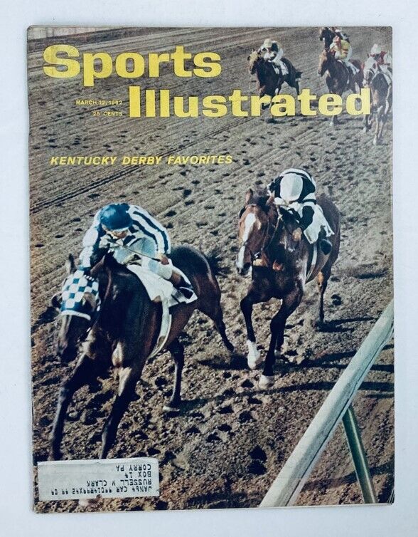 Vintage Sports Illustrated Magazine from March 12, 1962, featuring the Kentucky Derby Favorites on the cover, showcasing racehorses in action.