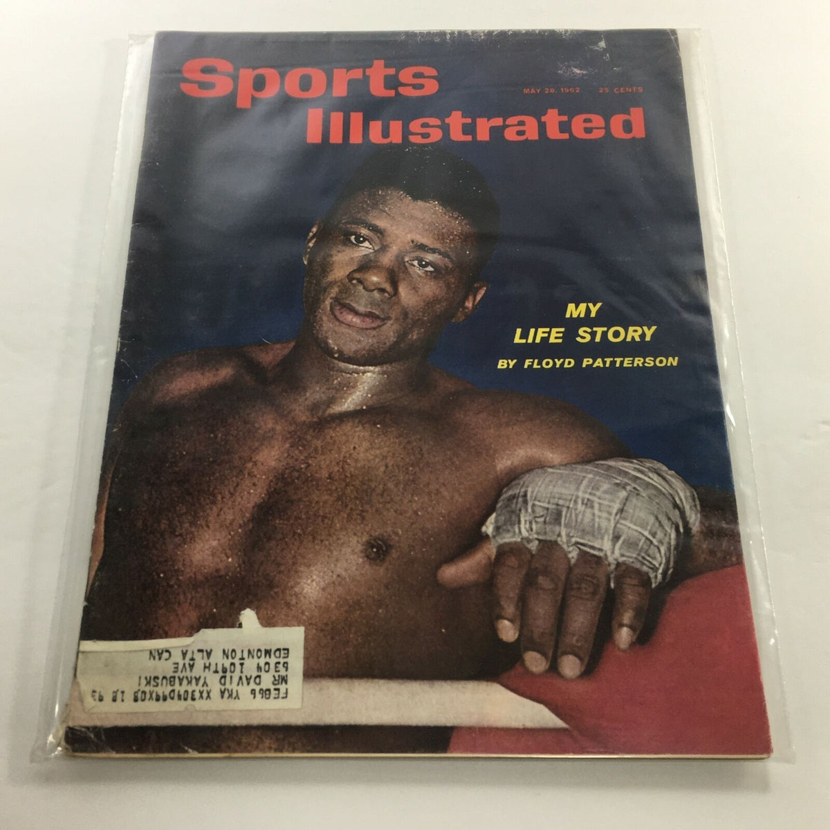 Cover of Sports Illustrated magazine from May 28, 1962, featuring Floyd Patterson and the title 'My Life Story'. The magazine showcases a vintage portrait of the boxing legend, emphasizing his story and sports heritage.