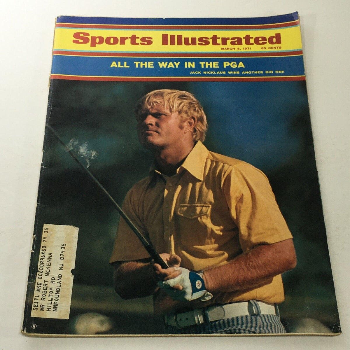 Sports Illustrated cover from March 8, 1971, featuring golfer Jack Nicklaus, highlighting his wins in the PGA tournament.