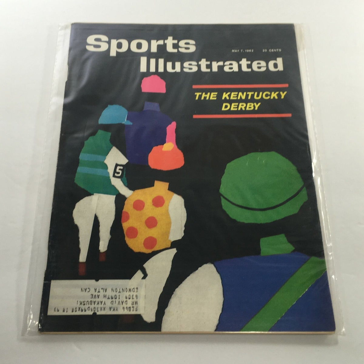Cover of Sports Illustrated from May 7, 1962, featuring vibrant illustrations related to the Kentucky Derby horse racing.