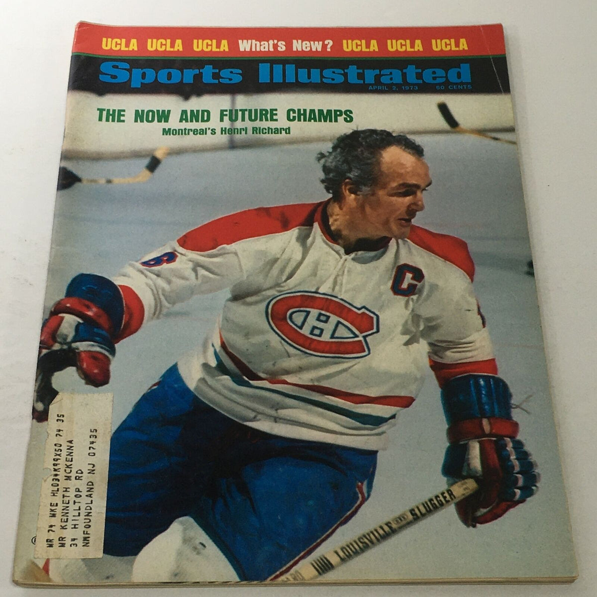 Sports Illustrated cover from April 2, 1973, featuring Montreal's Henri Richard, showcasing vibrant colors and bold headlines.