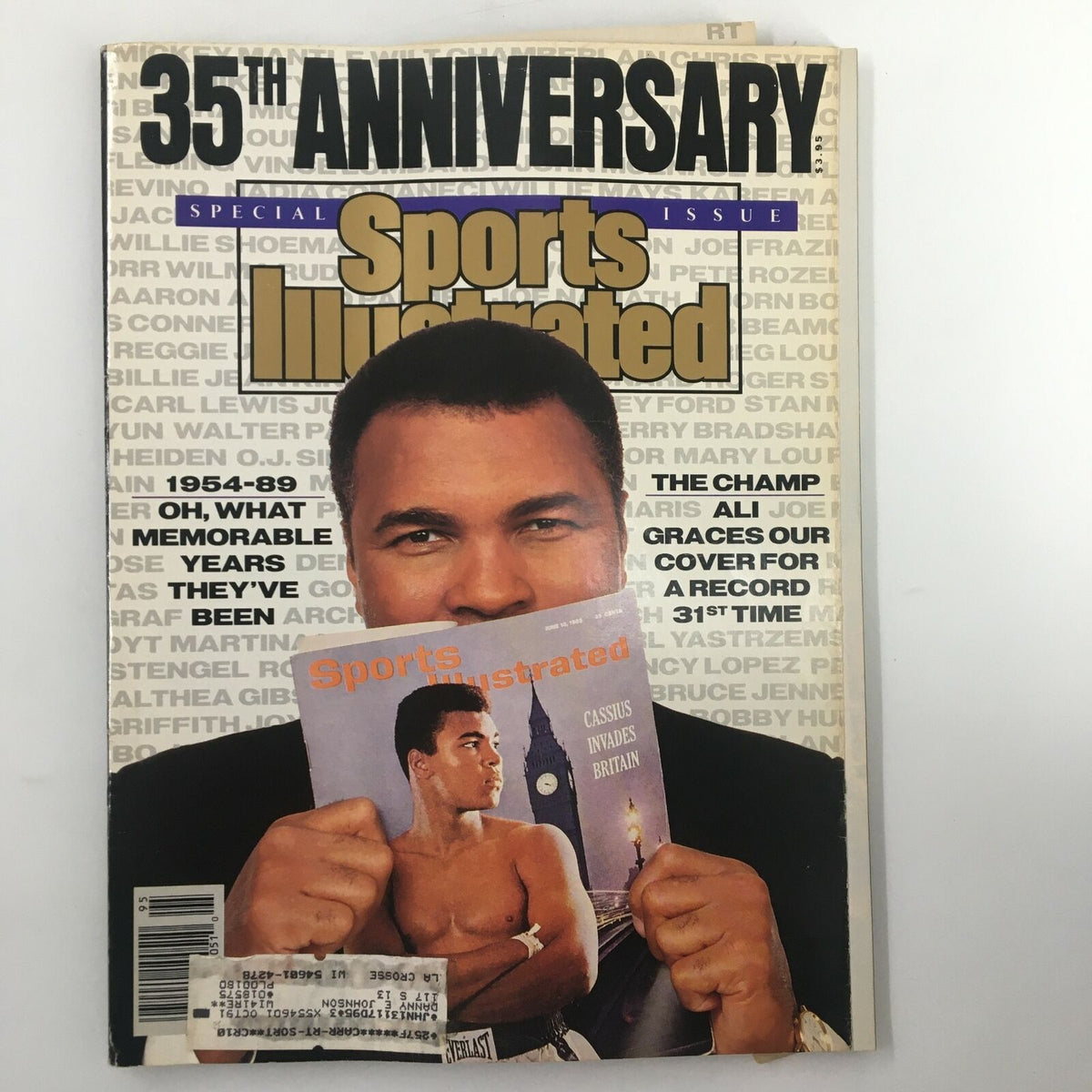 Cover of VTG Sports Illustrated Magazine dated November 15, 1989 featuring Muhammad Ali, labeled 'The Champ,' showcasing a commemorative edition celebrating his impact on boxing and culture.