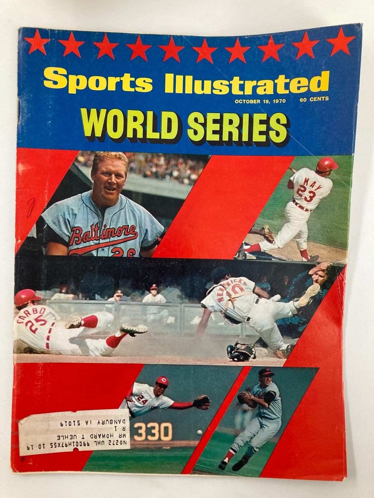Vintage Sports Illustrated magazine cover from October 19, 1970 featuring Brooks Robinson and Willie Mays, highlighting the World Series and showcasing iconic baseball moments.