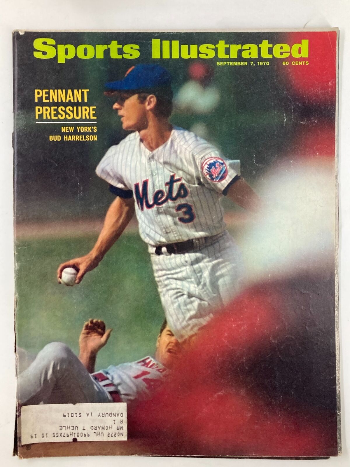 Vintage Sports Illustrated Magazine cover from September 7, 1970, featuring New York's Bud Harrelson in action, showcasing baseball history.