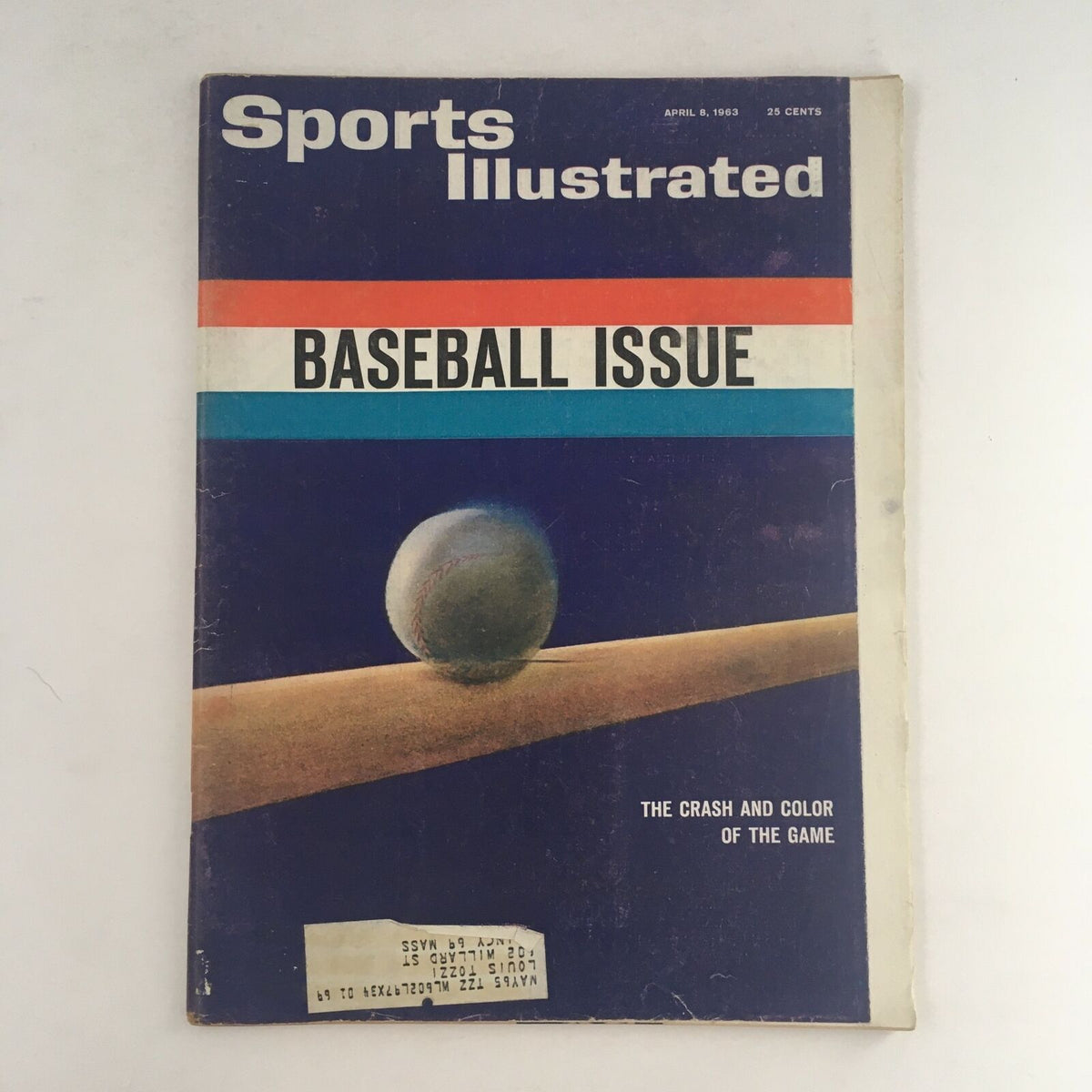 Sports Illustrated Magazine April 8 1968 featuring the cover titled 'The Crash and Color of the Game'. This vintage baseball issue showcases classic cover artwork with a baseball on a bat.
