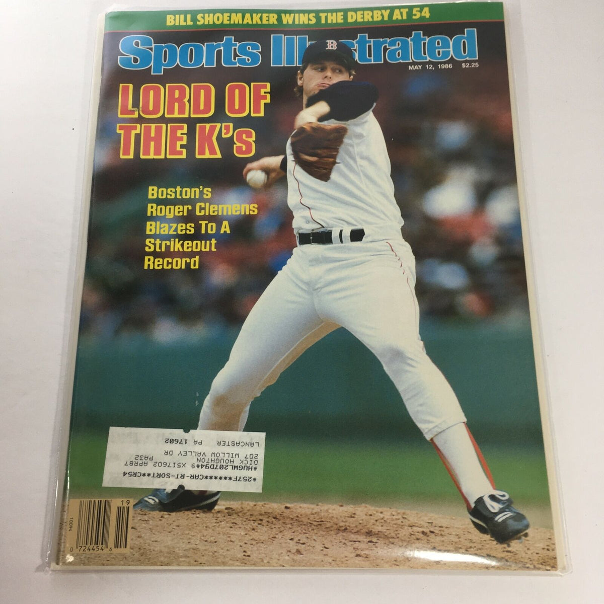 Sports Illustrated May 12, 1986 cover featuring Boston's Roger Clemens, known as 'Lord of the K's', capturing his impressive performance that led to a strikeout record.