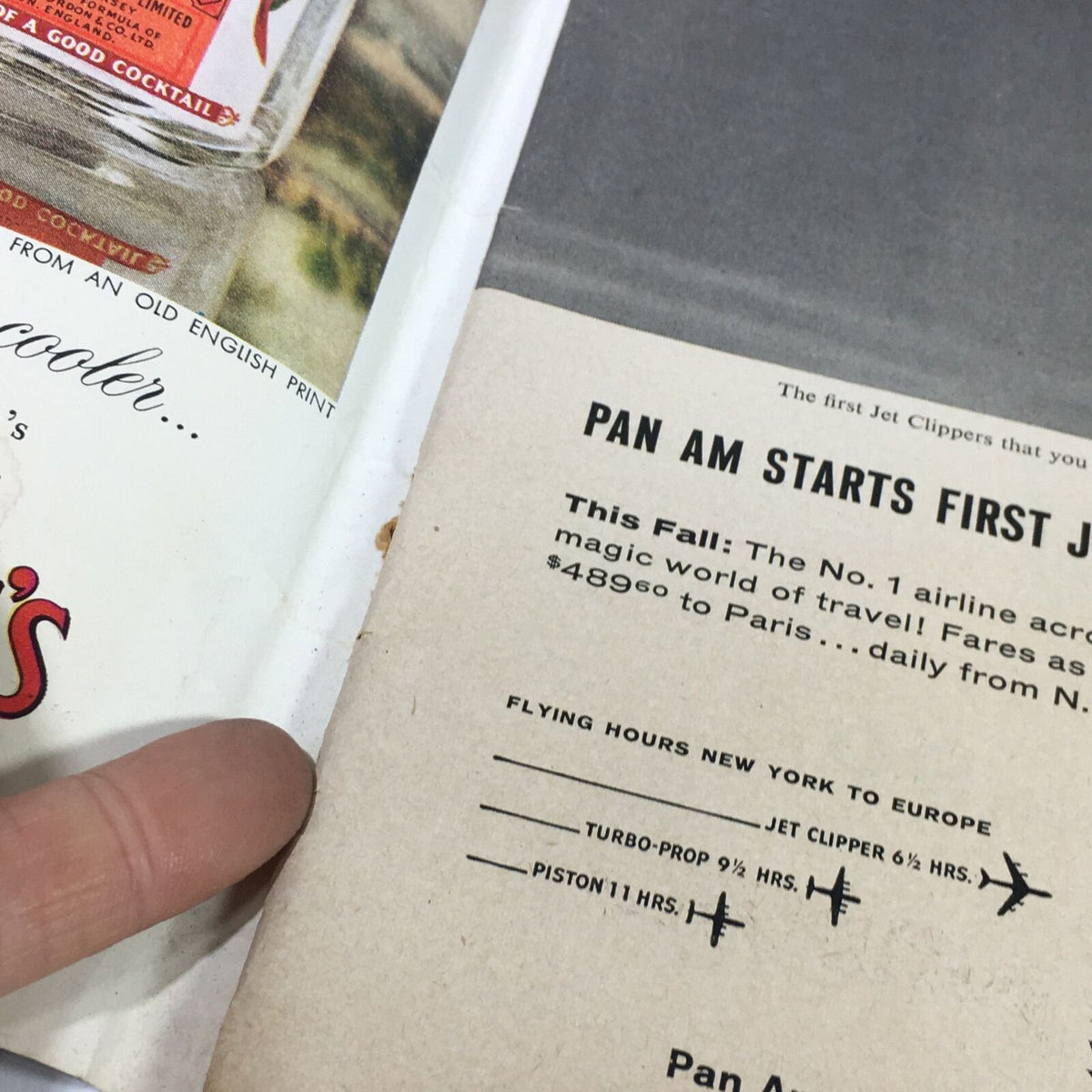 Interior page from VTG Sports Illustrated Magazine July 21, 1958 showcasing an advertisement for Pan Am, capturing the travel culture of the late 1950s.
