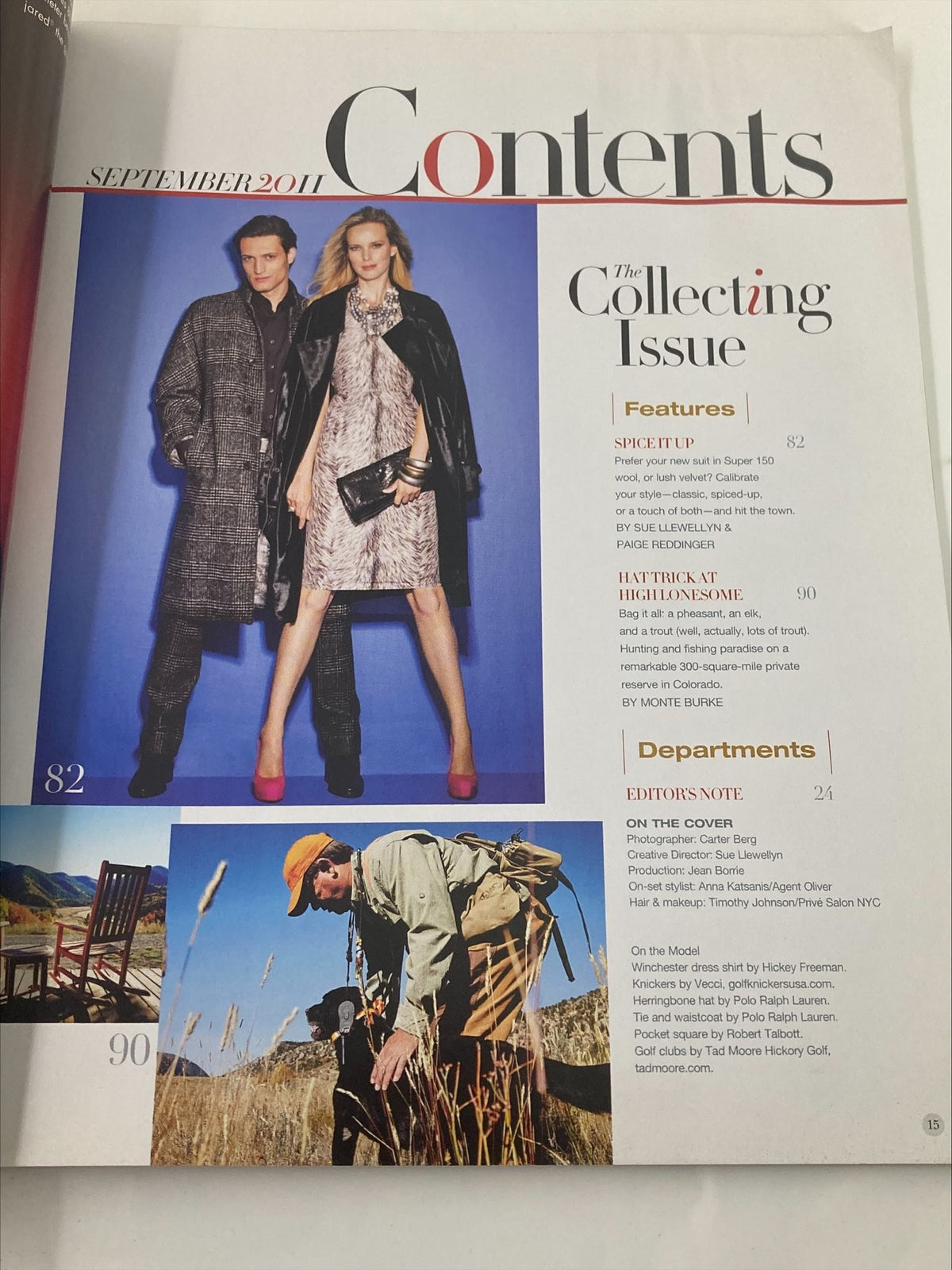 Contents page of Forbes Life Magazine September 2011, highlighting features including 'The Collecting Issue' with various topics and images.