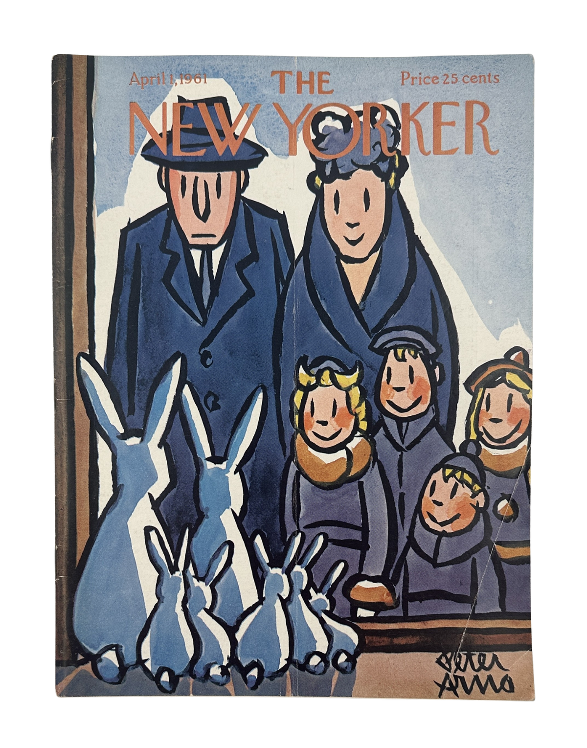 The New Yorker Magazine April 1, 1961 Easter Bunny Family Peter Arno Cover