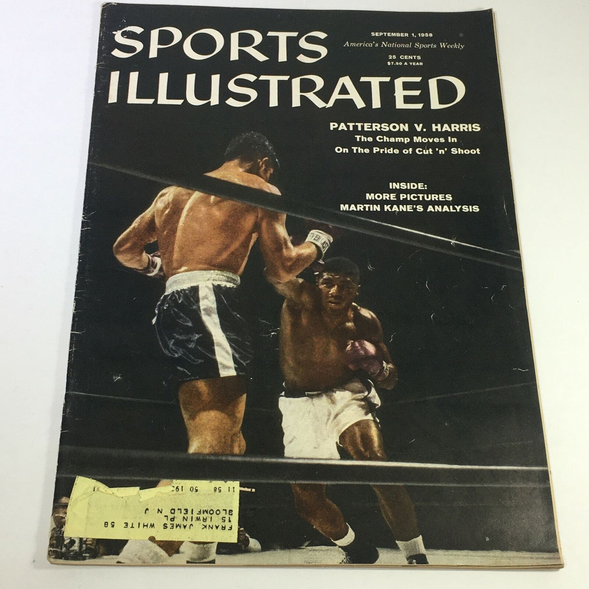 Lot of 8 1950s-1980s Sports Illustrated Magazine Boxing Collection ALI Liston with the September 1, 1958 cover displaying Floyd Patterson vs Roy Harris.