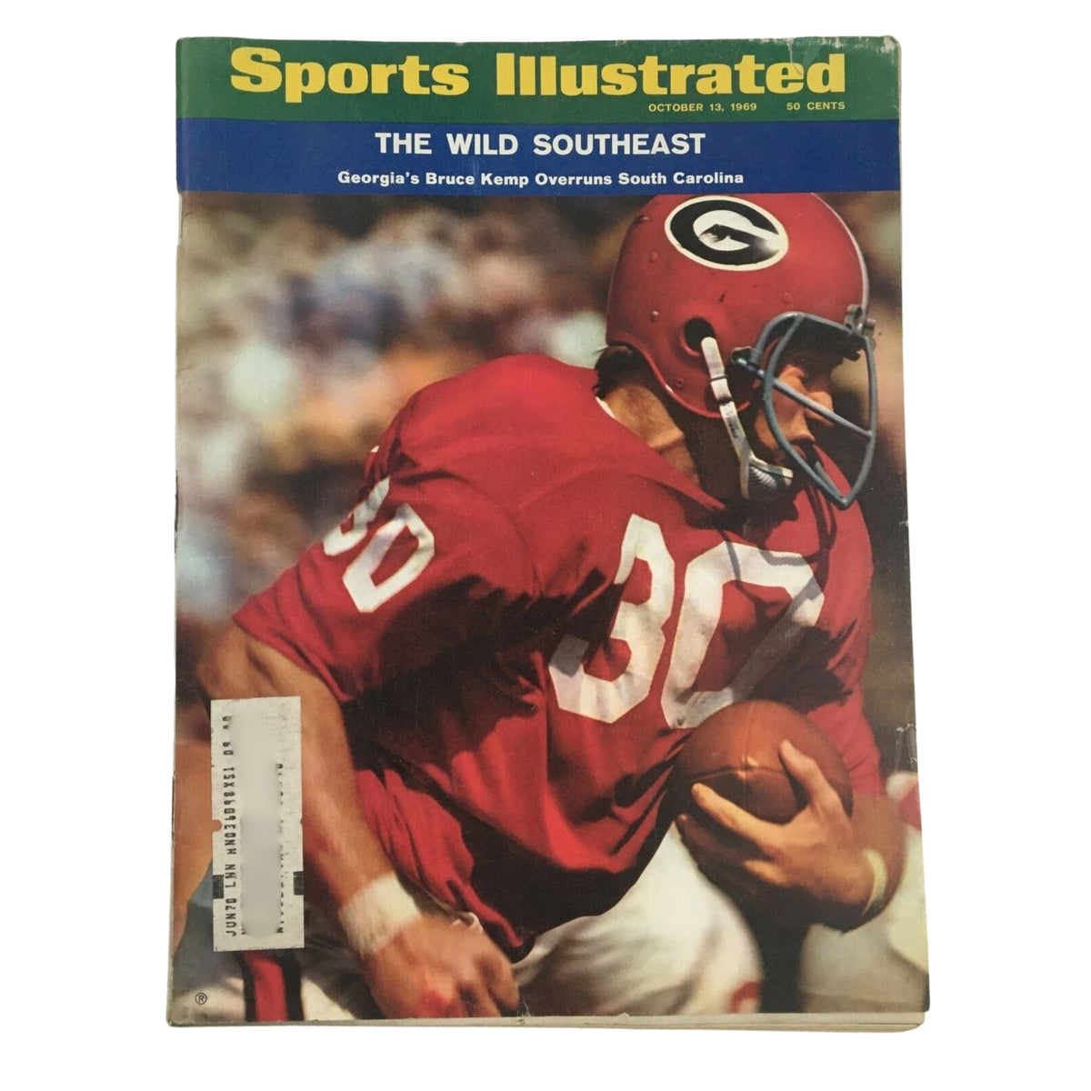October 13, 1969 Sports Illustrated, The Wild Southeast cover featuring Georgia's Bruce Kemp, celebrating college football history.