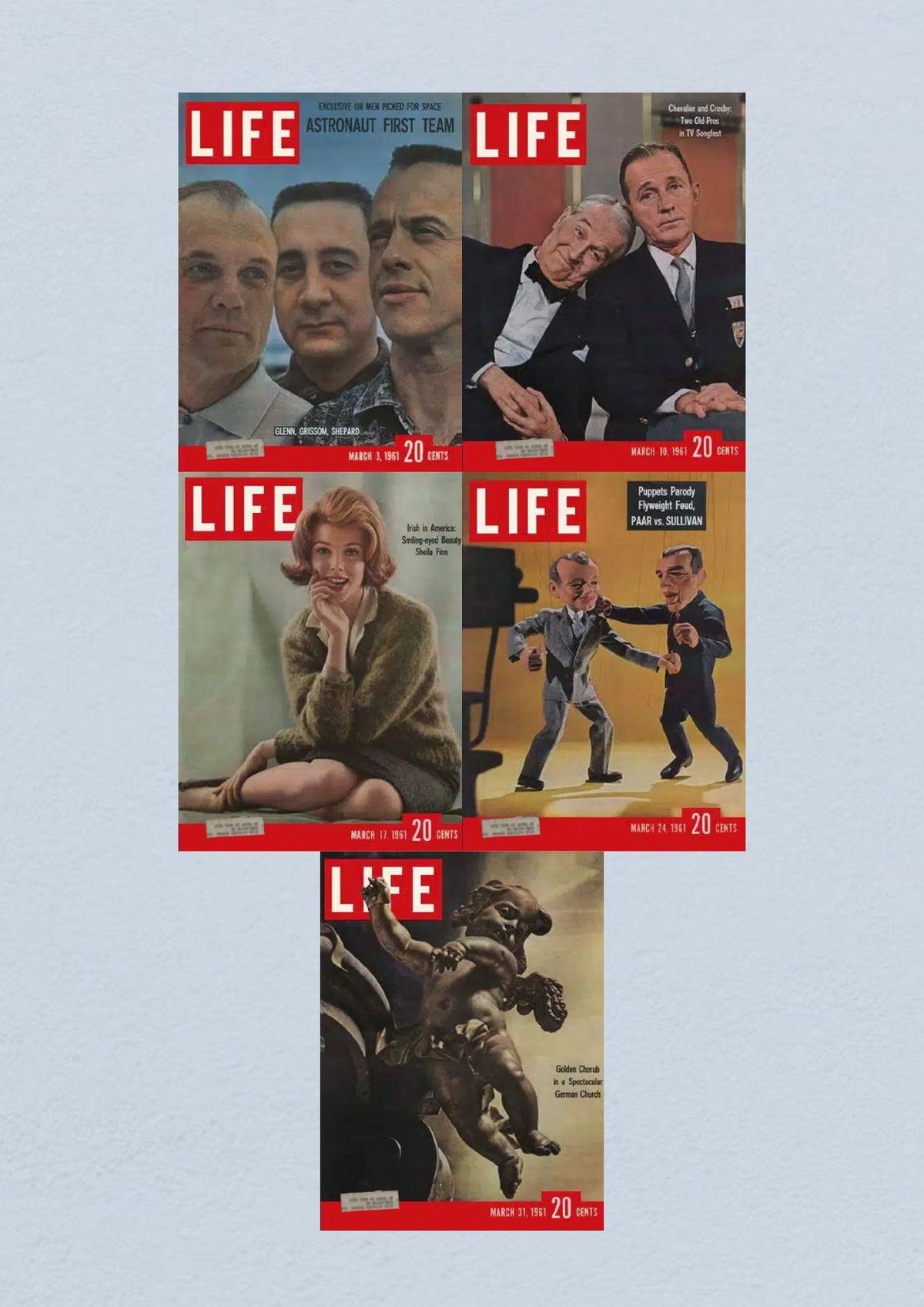 Life Magazine Lot of 5 - March 31, 1961 cover featuring a golden cherub in a German church.