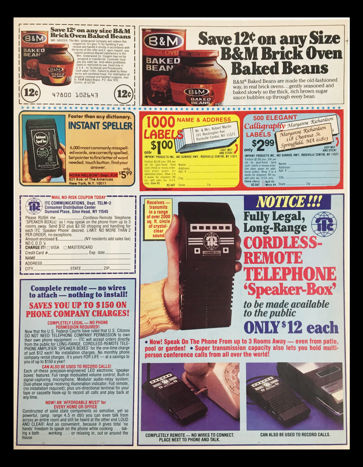 1984 The '84 Olympics with Fuji Film Circular Coupon Advertisement featuring B&M Baked Beans promotion, with multiple offers and products highlighted, alongside a coupon for savings.