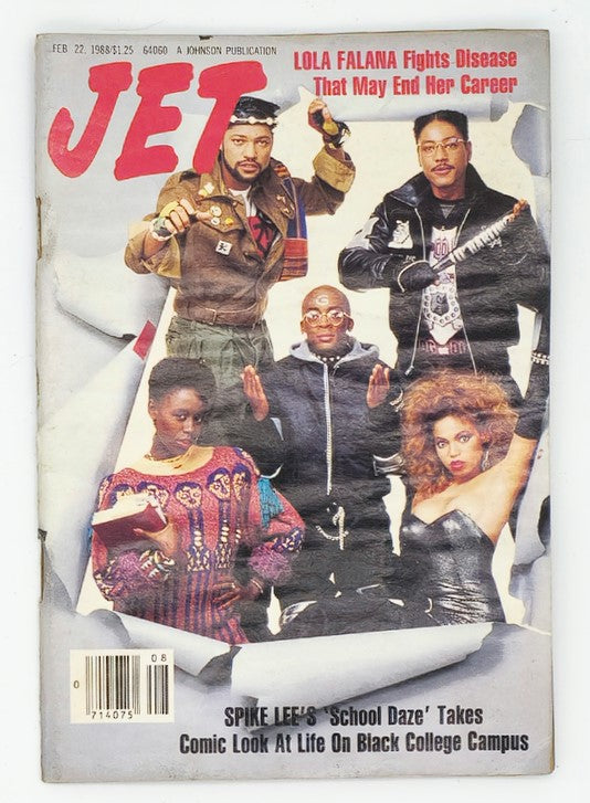 Cover of VTG Jet Magazine February 22, 1988 featuring Lola Falana and Spike Lee, showcasing vibrant photography and cultural significance from the late 1980s.
