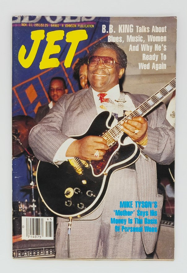 VTG Jet Magazine November 11 1991 featuring B.B. King on the cover, showcasing his guitar performance, with headlines discussing blues music, relationships, and Mike Tyson's financial troubles.