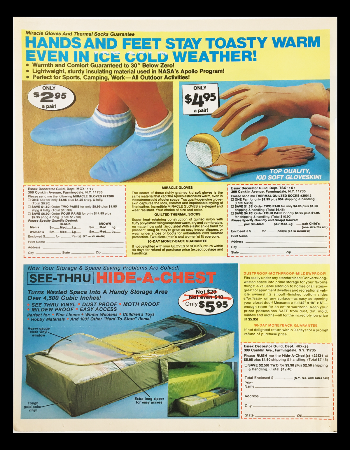 1983 Purina Dog Chow Great American Dog Circular Coupon Advertisement showcasing various winter products like Miracle Gloves and kid's gloves, emphasizing warmth and comfort.