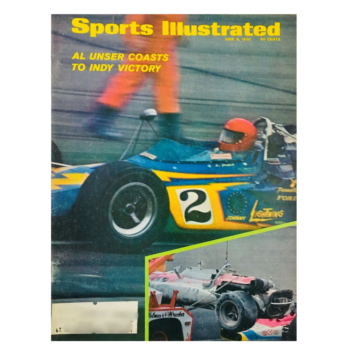 Sports Illustrated magazine cover from June 5, 1972, titled 'Winged Victory: Mark Donohue at Indy' showcasing a racing car.