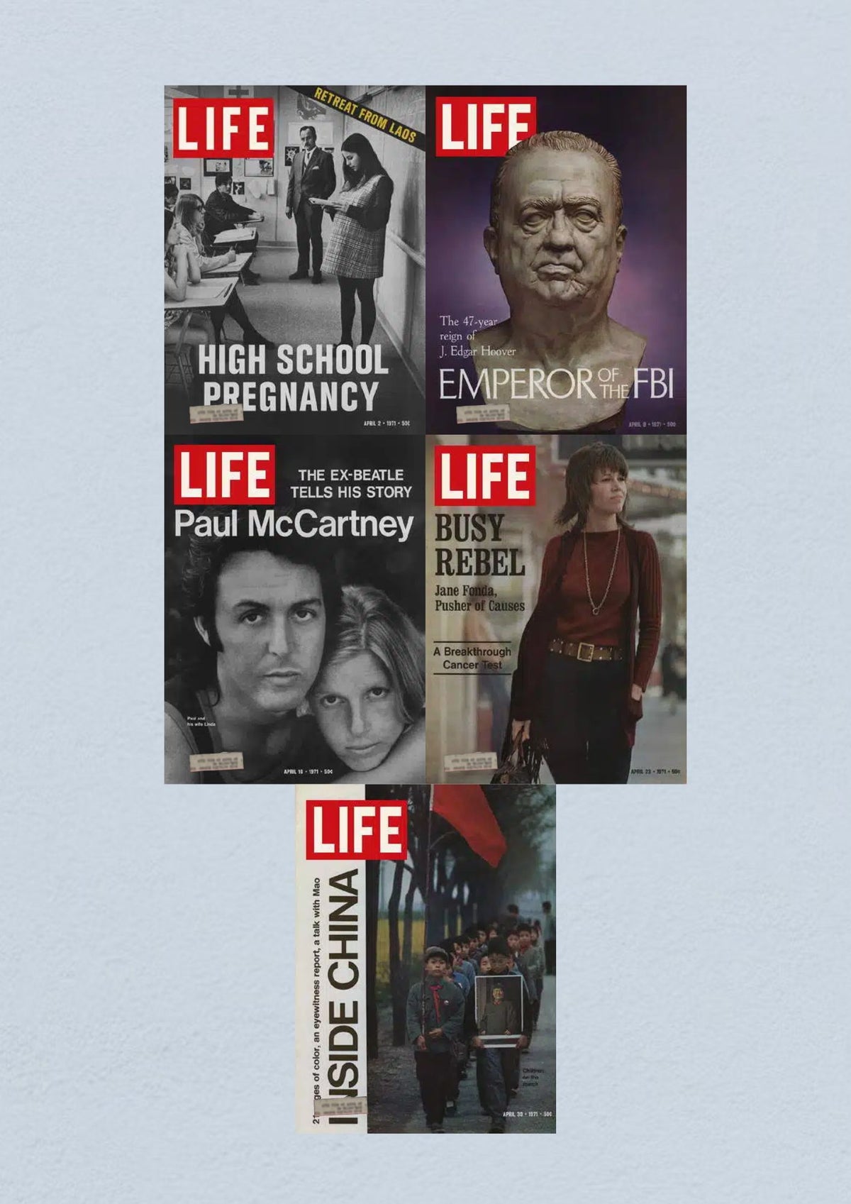 Life Magazine April 30, 1971 issue featuring 'Busy Rebel,' spotlighting Jane Fonda's activism and health issues, encapsulating the changing social landscape.