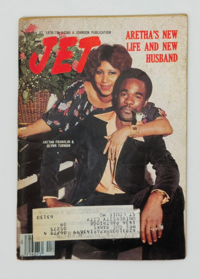 VTG Jet Magazine cover from April 27, 1978 featuring Aretha Franklin and her husband Glynn Turman, highlighting Aretha's new life and new chapter.