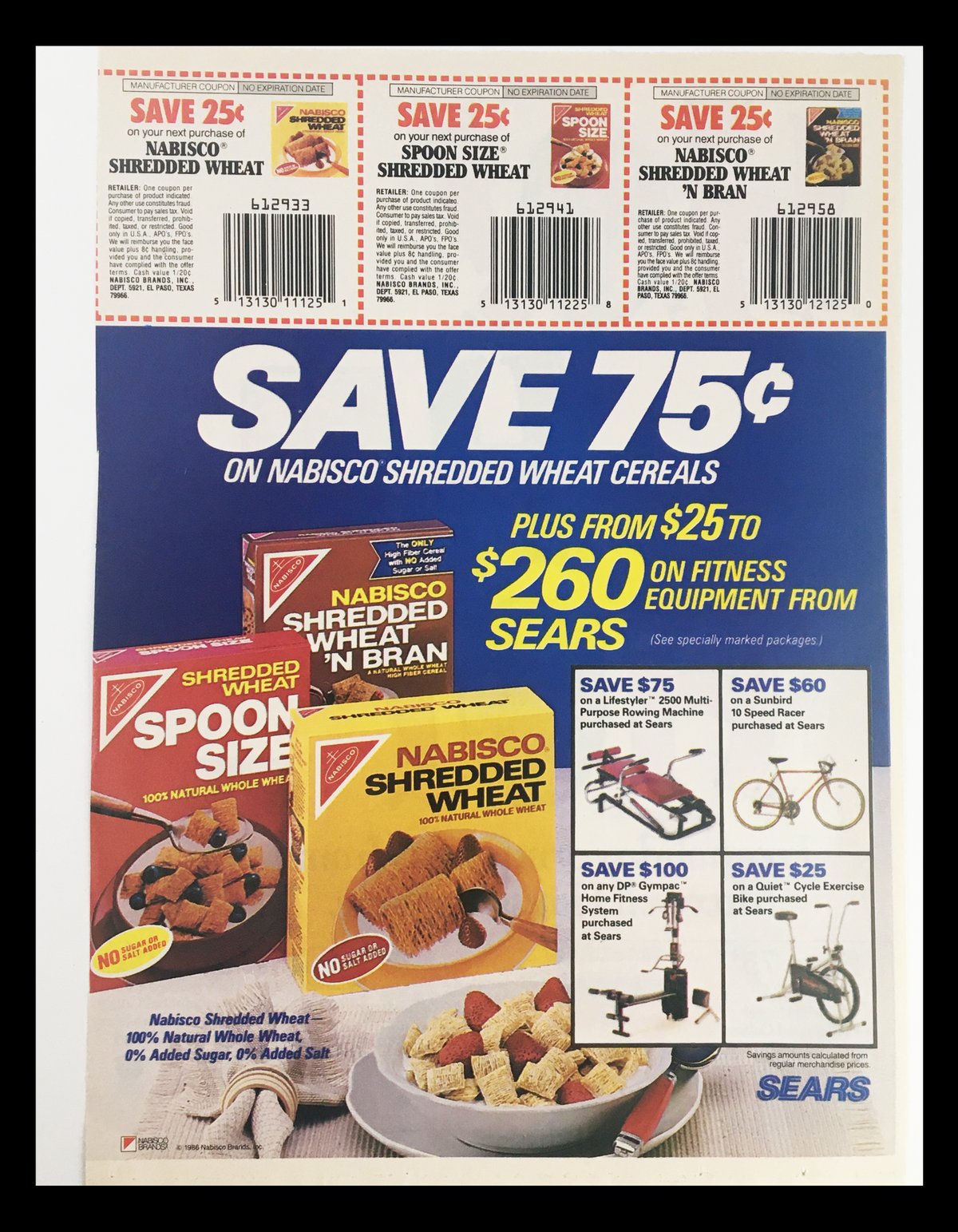 1987 Maxwell House Decaffeinated Coffee Circular Coupon Advertisement featuring details of the coupon, including its measurement of 11 1/4 x 8 3/4, original condition, and expired status, with both front and back views visible in the image.