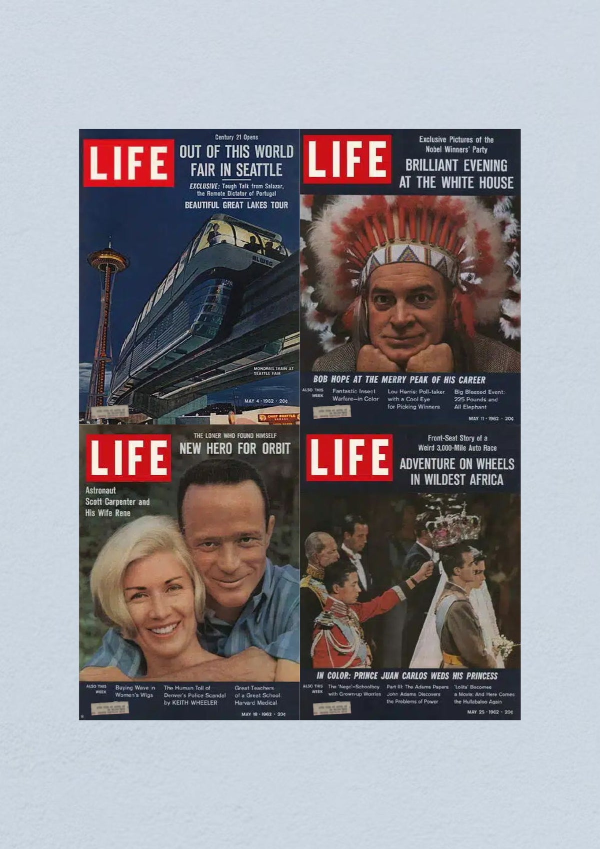 Life Magazine May 25, 1962 documenting the wedding of Prince Juan Carlos and Princess Sophia, showcasing royal history.