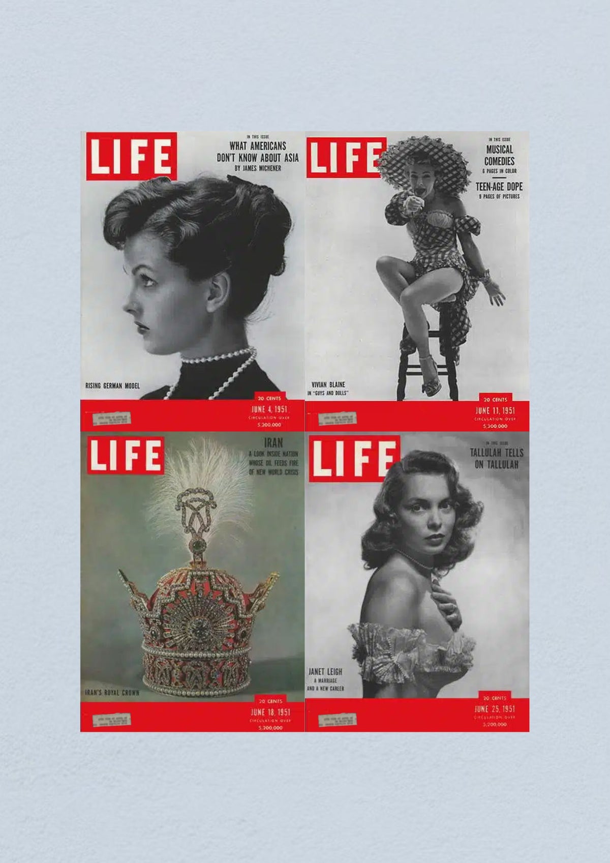 Life Magazine June 25 1951 cover featuring Janet Leigh, reflecting on cultural transformations and global technological advances.