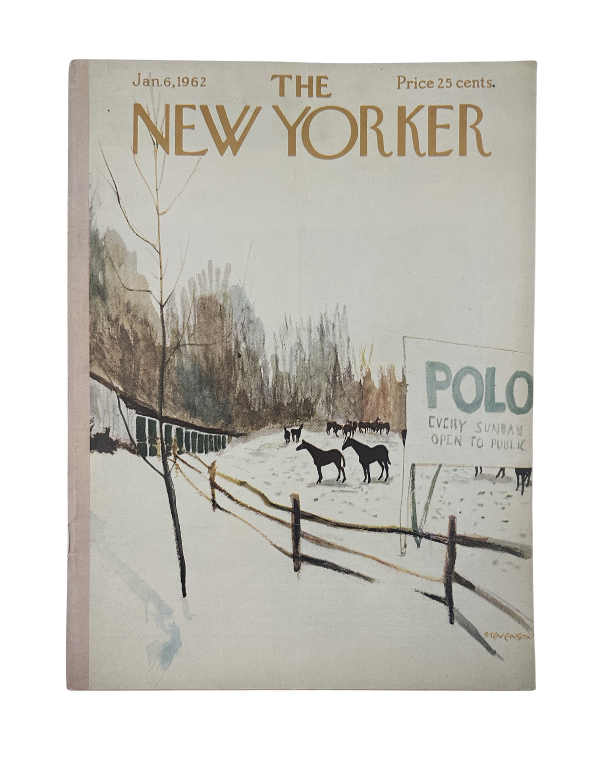 The New Yorker Magazine January 6, 1962 Polo Horses Winter James Stevenson Cover
