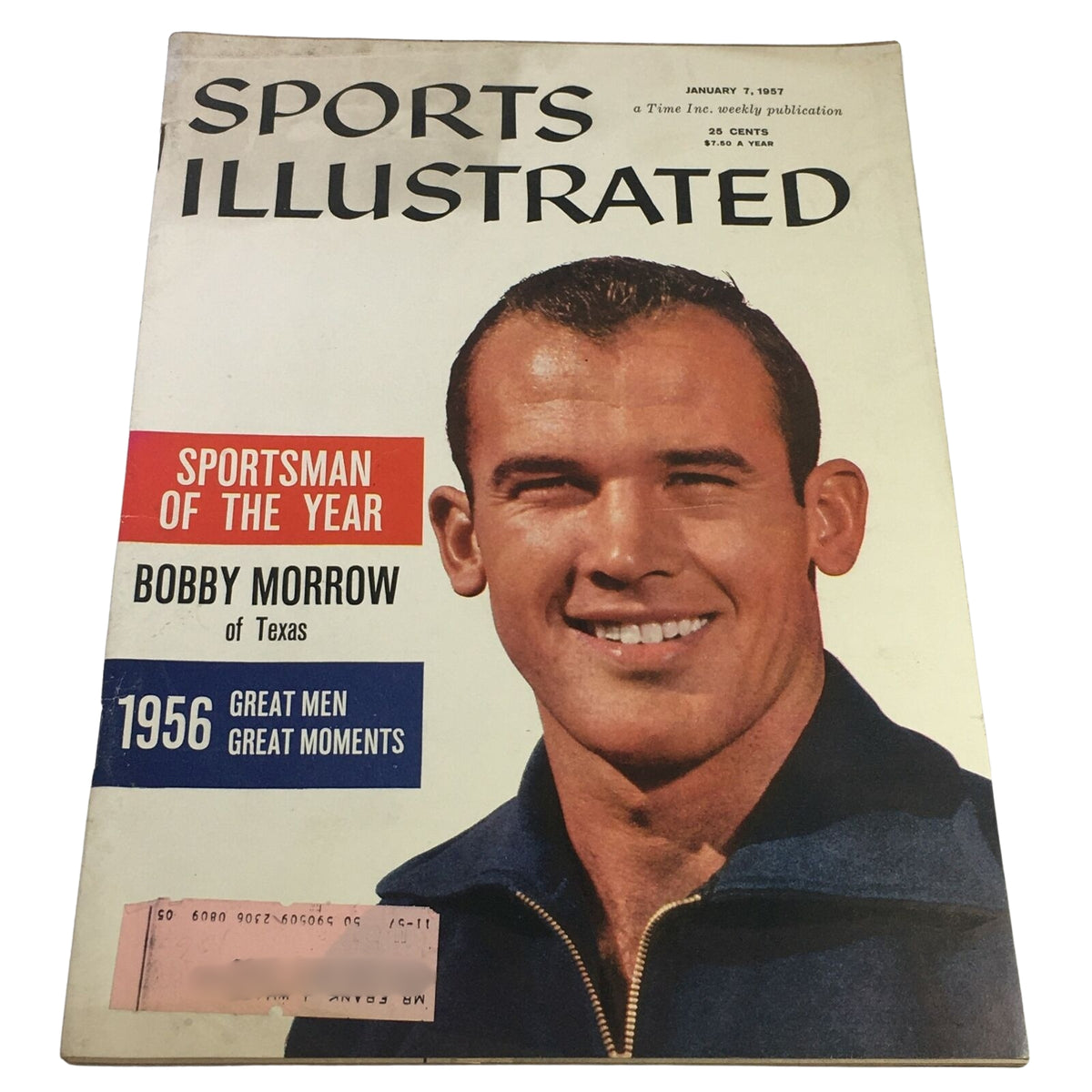 1957 Sports Illustrated Magazine featuring Bobby Morrow as Sportsman of the Year, part of the 1950s Sports Illustrated Magazine Collection.