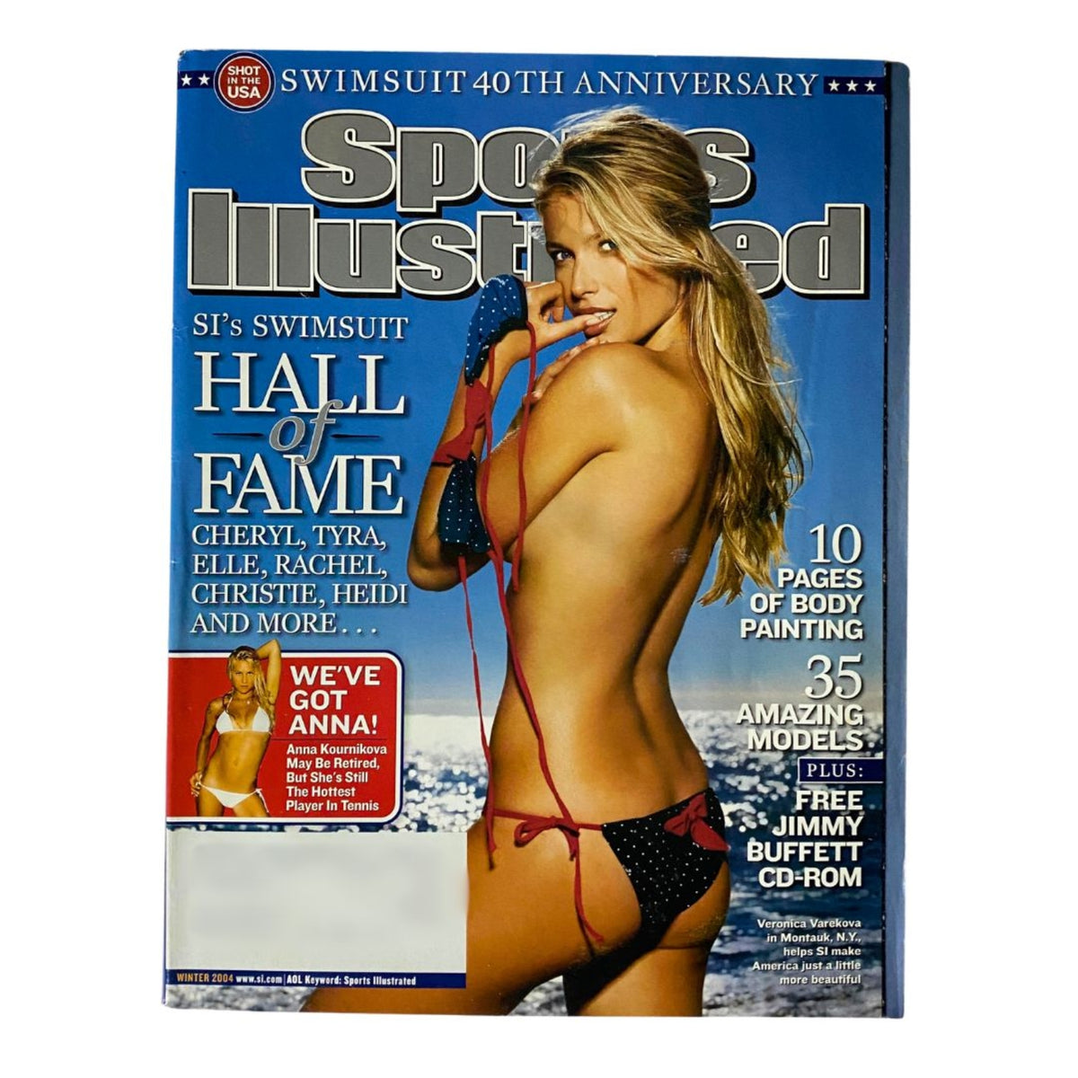 Cover of Sports Illustrated Magazine Swimsuit Edition featuring a model in a bikini with body painting, representing the Hall of Fame theme for the 40th anniversary, included in the lot of 6 2000-2004 editions featuring Petra Nemcova.