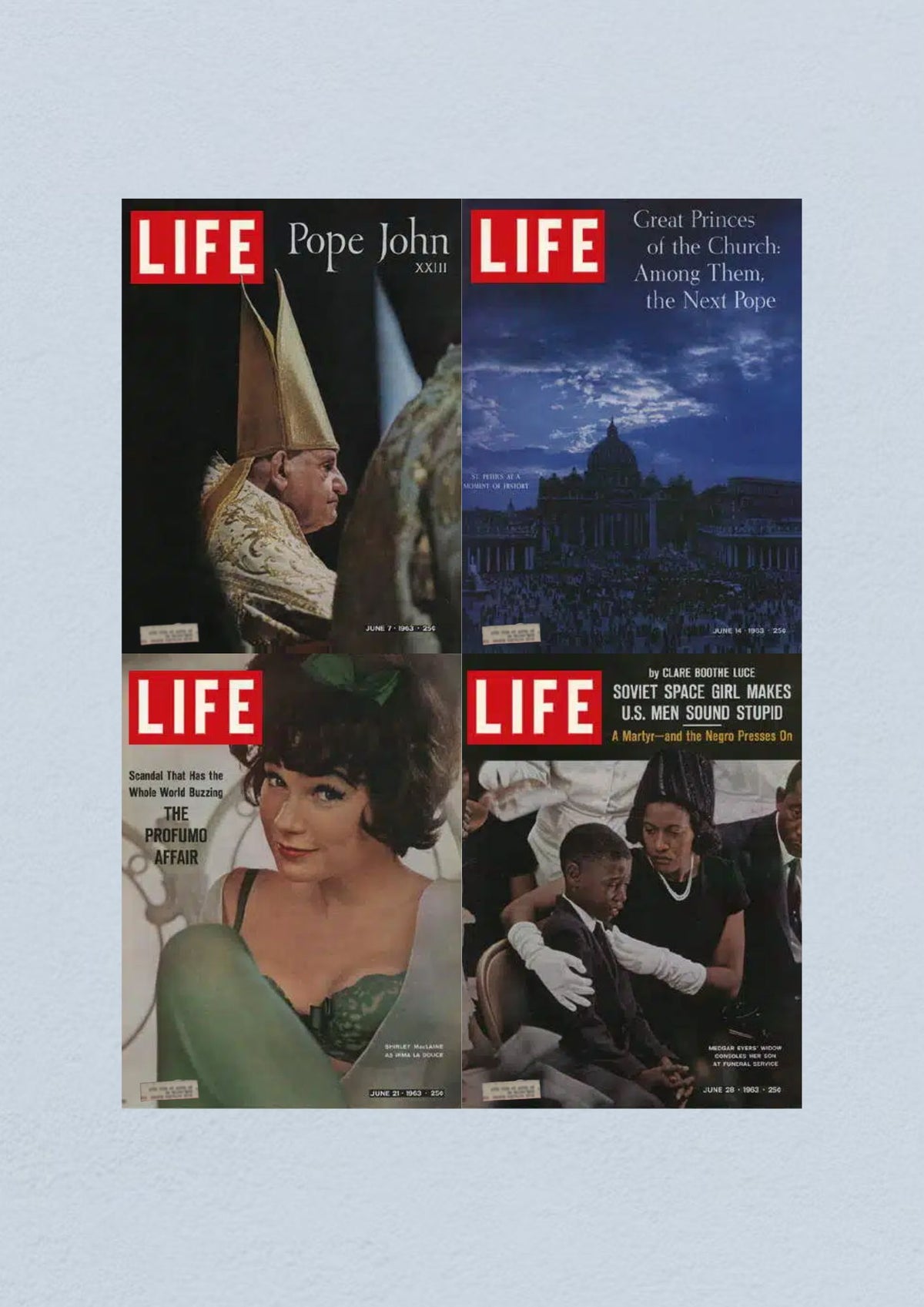 Life Magazine Lot of 4 Full Month June 1963 - Cover of June 28, 1963 highlighting stories from the Civil Rights Movement.