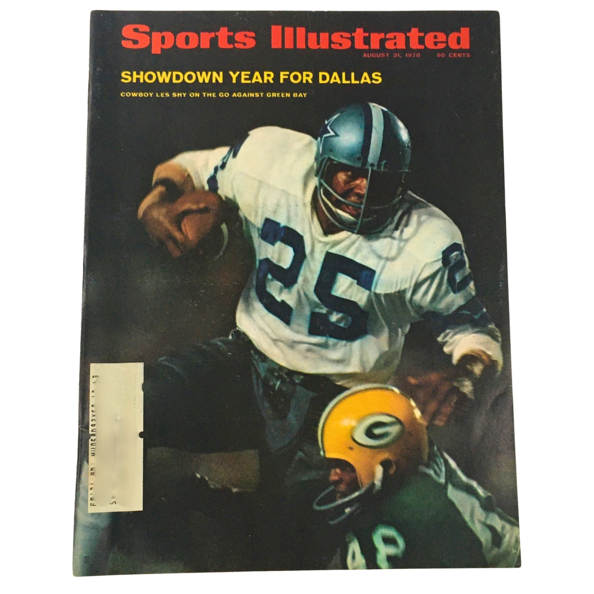 Cover of Sports Illustrated magazine from August 31, 1970, titled 'Showdown Year for Dallas', showcasing Dallas Cowboy Les Shy in action against Green Bay, part of a lot of 8 1960s-1970s Sports Illustrated Magazine NFL Collections.