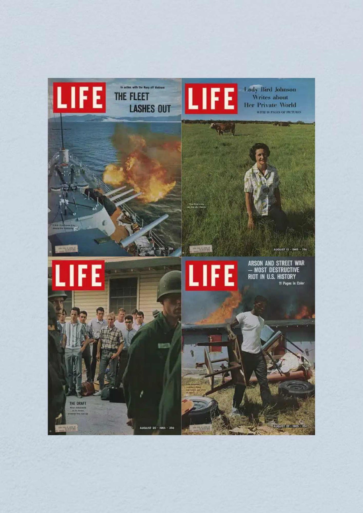 Life Magazine August 27, 1965 cover illustrating cultural reflections and societal changes impacting America during the Civil Rights Era.