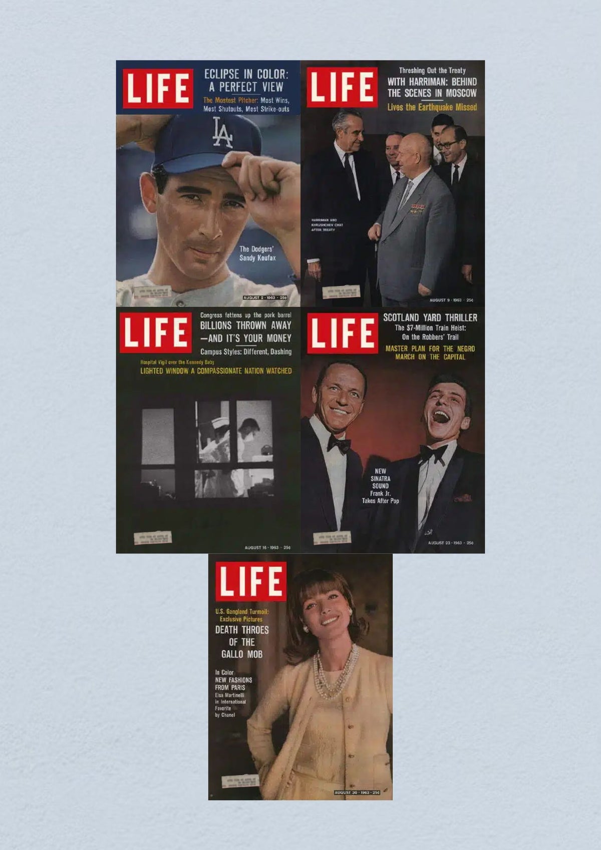 Life Magazine cover for August 30, 1963, included in the 'Life Magazine Lot of 5 Full Month August 1963'.